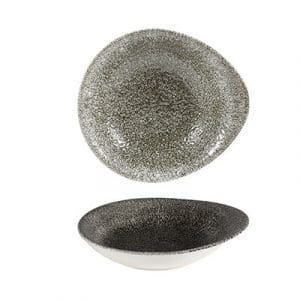 RAKU - QUARTZ BLACK - ROUND  DISH - 16x14.5CM (12)