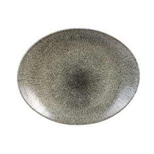 RAKU - QUARTZ BLACK - OVAL COUPE PLATE - 31.7x25.5CM (12)
