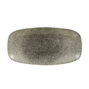 RAKU - QUARTZ BLACK - CHEFS' OBLONG PLATE - 35.5x18.9CM (6)
