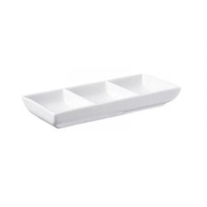 PRIMA - WHITE - 3 DIV. CONDIMENT DISH - 18CM (24)