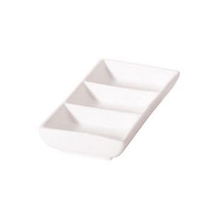 NEW BONE - WHITE - RECTANGLE 3 COMPT. DISH - 12CM (24)