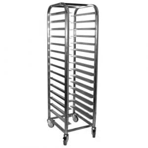 MOBILE TRAY TROLLEY S/STEEL - 15 SHELVES