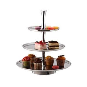 PASTRY STAND - S/STEEL - 3 TIER D438 x H495mm