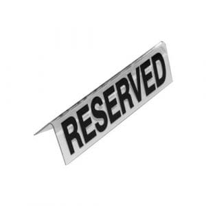 RESERVED" TABLE SIGN PLASTIC - (CLEAR)