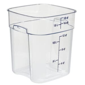 SQUARE POLYCARBONATE STORAGE CONTAINER CLEAR 18 LTR